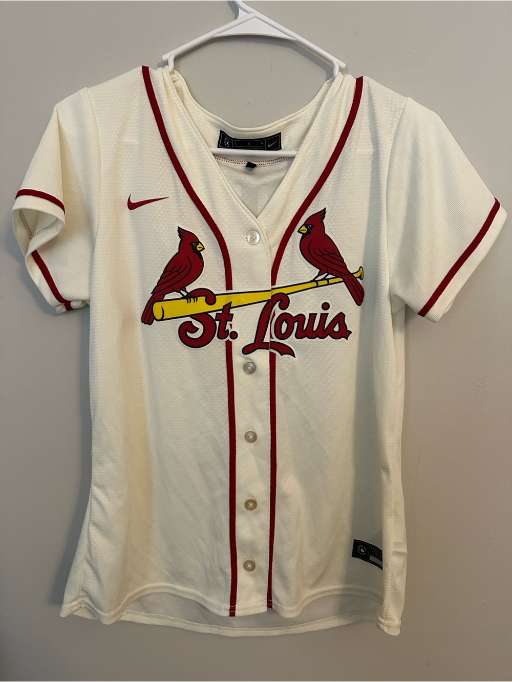 NIKE St. Louis Cardinals Yadier Molina #4 Women's sz L Cream Home Jersey
